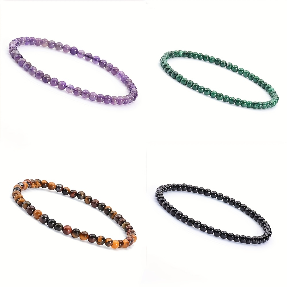 4MM Bead Mini Gemstone Bracelet for Women Men